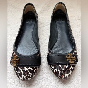 Tory Burch Eloise 2 Calf Hair Leopard Ballet Flat Women Size 9.5